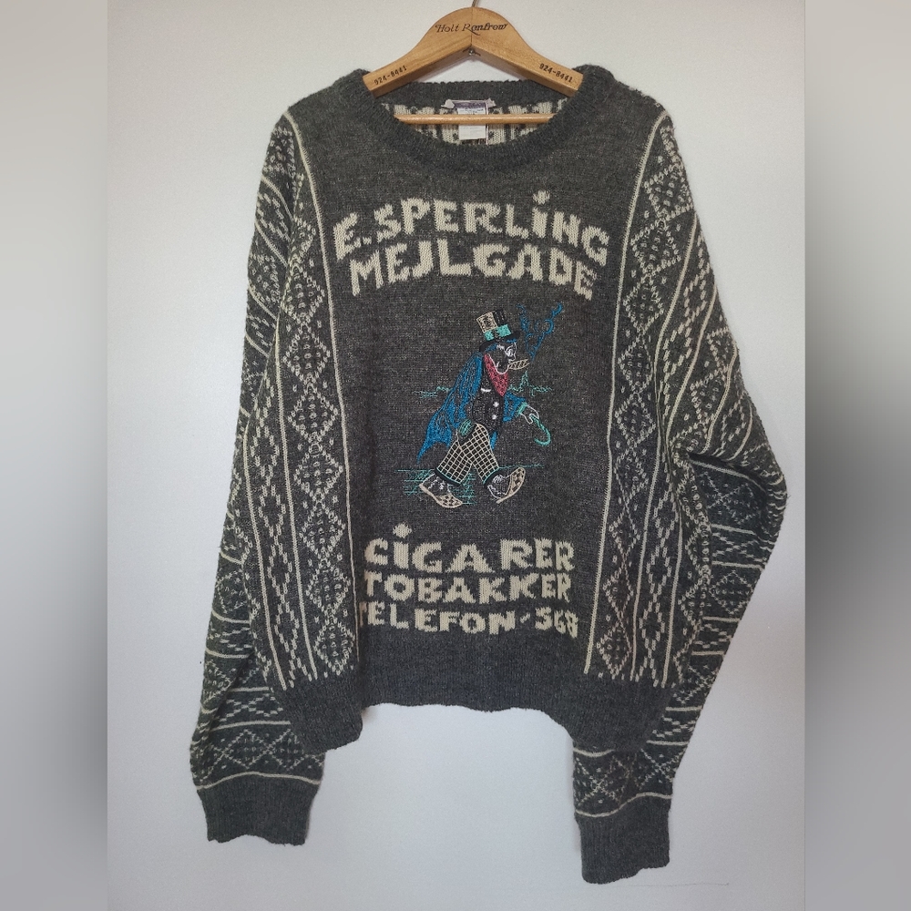 💨Vintage - Paolo da Barberino - Grey Tobakker Knit Sweater - Size 50